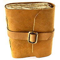 Tan aged looking paper w/ buckle 4 1/2" x 6 1/2" - 240 pages - Unlined