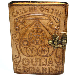 Call Me on the Ouija Board aged looking paper leather w/ latch