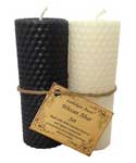 4 1/4" Wiccan Altar set black & white Lailokens Awen candle