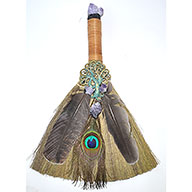 13" Ritual Broom W/ Peacock Feather