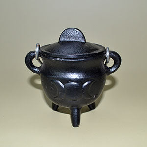 Triple Moon Cast Iron Cauldron w/ Lid 2 3/4"