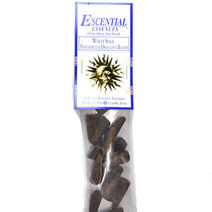 16/pk White Sage, Patchouli,Dragon's Blood escential essences incense cones
