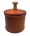 Left Hand Products handcrafted wooden storage container with a smooth natural grain finish and a lidded handle.