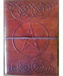 5" x 7" Pentagram leather blank book w/cord