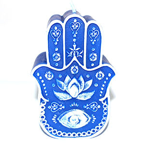 5 1/2" Blue Hand of Fatima candle