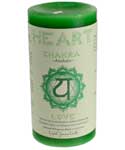 Heart Chakra pillar candle 3" x 6"