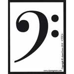 Bass Clef bumper sticker 3 3/4" x 3"