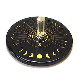 3" Black Agate & Crystal Sun Clock