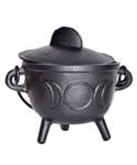 5" Cast iron cauldron w/ lid Triple Moon