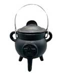 3" Pentagram cast iron cauldron w/ lid