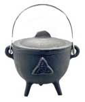 4.5" Triquetra cast iron cauldron w/ lid