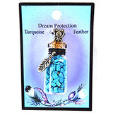 Turquoise Chips in Bottle necklace with Feather