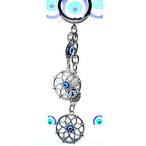 Double Dreamcatcher evil eye keychain