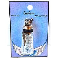 Angelite Chips in Bottle with Angel Wing necklace