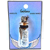Angelite Chips in Bottle with Angel Wing necklace