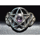 Amethyst pentagram ring adjustable