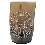 4" Rune buffalo horn mug
