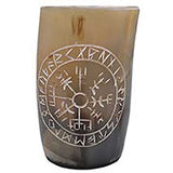 4" Rune buffalo horn mug