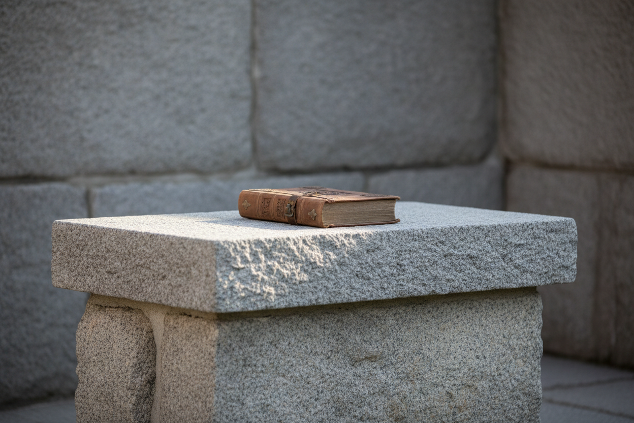 Stone altar with book